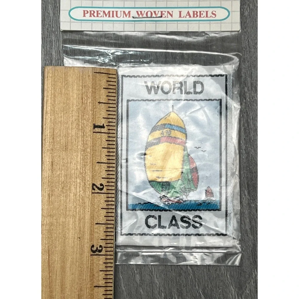 Vintage TDI World Class Sailboat Sew On Woven Label Patch 2W-20 Nautical Retro